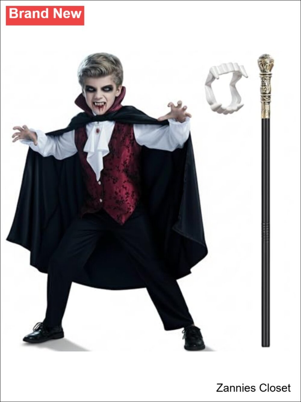 👻 Bosvin Scary Vampire Costume Kids Boys Gothic Outfit Halloween Party